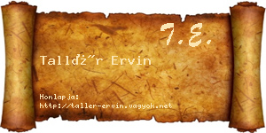 Tallér Ervin névjegykártya