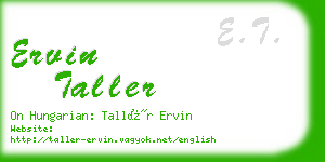 ervin taller business card